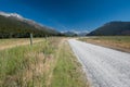 Rural curve road to snow mountain