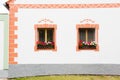 Rural decorated houses in Holasovice, Czech Republic. UNESCO World Heritage Site Royalty Free Stock Photo