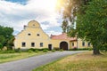 Rural decorated houses in Holasovice, Czech Republic. UNESCO World Heritage Site Royalty Free Stock Photo