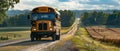 Rural Drop-Off: Students Disembark from School Bus at 0