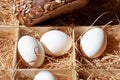 Rural Easter breakfast with eggs and fresh baked bread