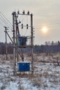 Rural electric transformer Royalty Free Stock Photo