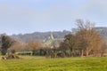 Rural England scene with church Royalty Free Stock Photo