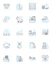 Rural exhibition linear icons set. Agriculture, Countryside, Farming, Harvest, Livestock, Rustic, Tradition line vector