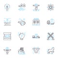 Rural exhibition linear icons set. Agriculture, Countryside, Farming, Harvest, Livestock, Rustic, Tradition line vector