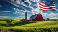 rural farm american flag Royalty Free Stock Photo