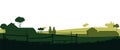 Rural farm. With fields, pastures and buildings. Picture silhouette. Breeding domestic farm animals and plants. Isolated