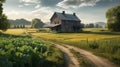 rural farmhouse in county side ai generated