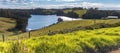 Rural farmland panorama  with dam on the South Coast of Australia Royalty Free Stock Photo