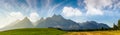 Rural fields near Tatra Mountains in summer time