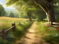 Rural footpath with beautiful countryside