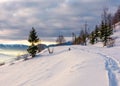 Rural footpath through snowy hillside Royalty Free Stock Photo