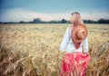 Rural girl in field Royalty Free Stock Photo