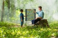 Rural girl teaching Thai language to foreign man