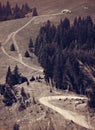 Rural house cottage mountain landscape with country road Royalty Free Stock Photo