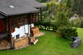 Rural house in italian Alps with firewoods Royalty Free Stock Photo