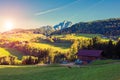 A rural house, nature and mountains of the surroundings of Merano in the province of Bolzano at the late autumn