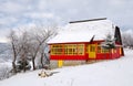 Rural house in winter landscape Royalty Free Stock Photo