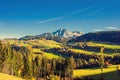 Rural houses, nature and mountains of the surroundings of Merano in the province of Bolzano at the late autumn