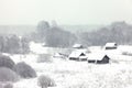 Rural houses under the snow Royalty Free Stock Photo