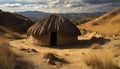 Rural hut on dry African grassland generated by AI Royalty Free Stock Photo