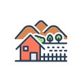 Color illustration icon for Rural, farmland and agriculture Royalty Free Stock Photo