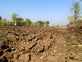 Rural Indian farm, Plowed field at winter time