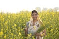 Rural Indian woman harvesting rapeseed in field Royalty Free Stock Photo