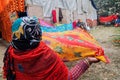 Rural Indian Women drying sari