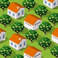 Rural isometric ranch farm with trees fields. Illustration for design