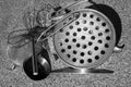 Rural kitchen utensil - strainers on the table Royalty Free Stock Photo