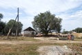 summer rural landscape with an abandoned house Royalty Free Stock Photo