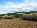 Rural landscape with bales of hay Royalty Free Stock Photo