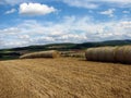 Rural landscape with bales of hay Royalty Free Stock Photo