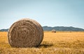 Rural landscape with bales of hay Royalty Free Stock Photo