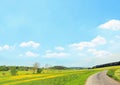 Rural landscape, blue sky background with clouds Royalty Free Stock Photo