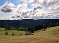 Rural landscape at Carpathian Mountains, peaceful nature at summer Royalty Free Stock Photo