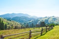 Rural landscape in Carpathian Mountains in the summer morning near Verkhovyna, Ukraine Royalty Free Stock Photo