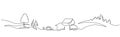 Rural landscape continuous one line vector drawing Royalty Free Stock Photo