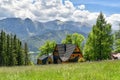 Rural landscape, country house in the foothills of Tatra mountains, Zakopane