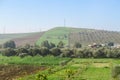 rural landscape with field and blue sky in morocco, photo as background Royalty Free Stock Photo