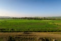 rural landscape with field and blue sky in morocco, photo as background Royalty Free Stock Photo