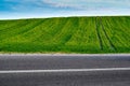 Rural landscape of the field and part of the highway closeup