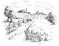 Rural landscape in graphical style