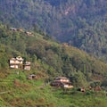 Rural landscape near Landruk, Nepal. Traditional architecture. S Royalty Free Stock Photo