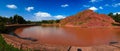 Rural landscape with pond aka queen Sheba bath, Axum, Ethiopia Royalty Free Stock Photo