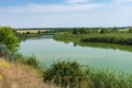 rural landscape with small river Sura at late summer season