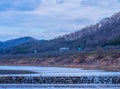 Rural landscape of small waterfall in a river Royalty Free Stock Photo