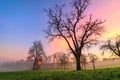 Rural landscape at sunset, with beautiful different colors in the sky Royalty Free Stock Photo