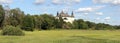 Rural landscape with the white Ekenas castle on a cloudy day, Sweden Royalty Free Stock Photo